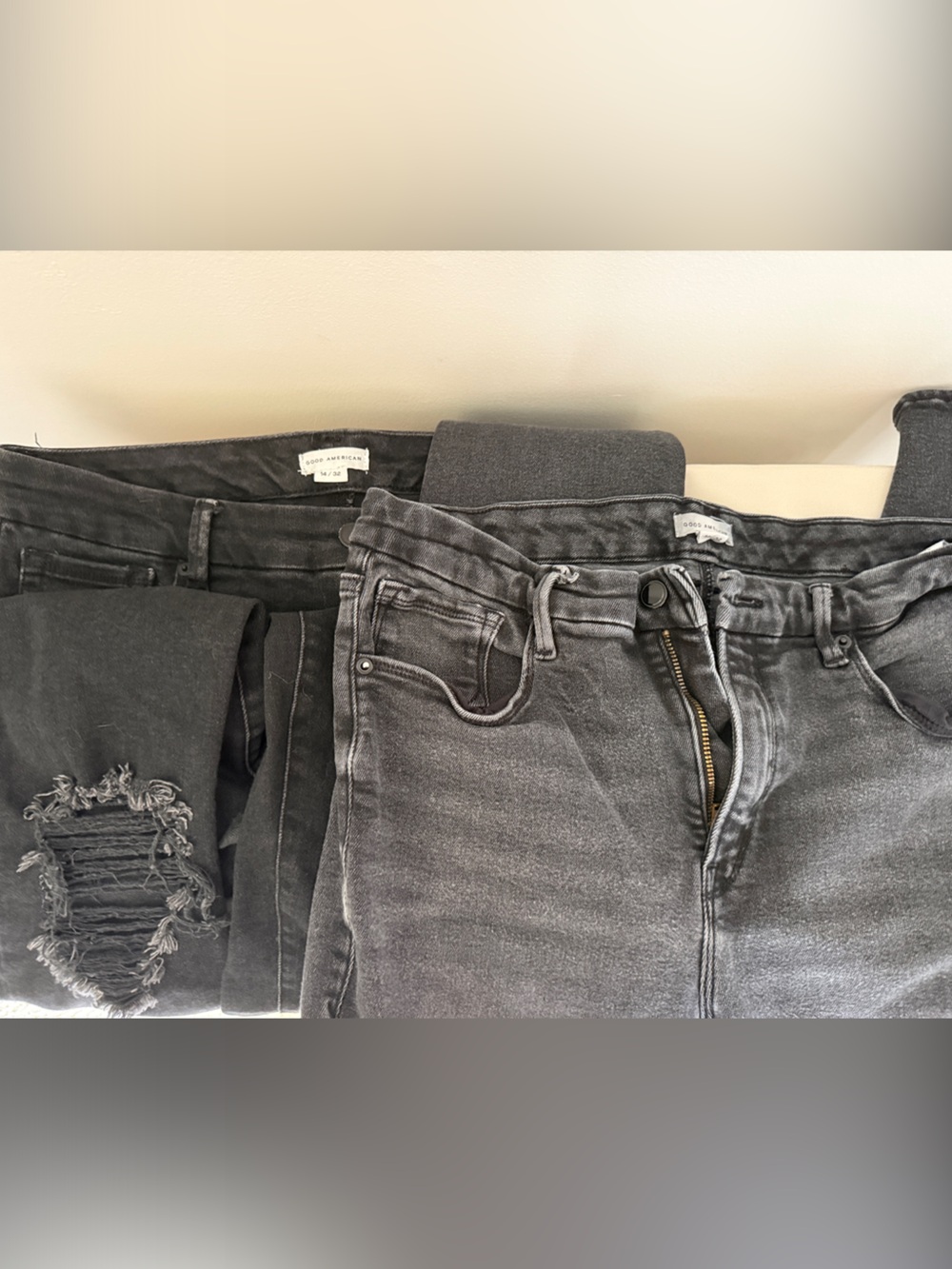 Good American Women's Washed Black Gray Distressed Jeans bundle